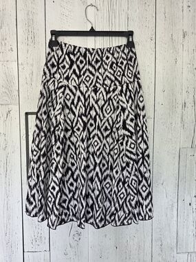 Papillon Black & White Abstract Print Flowy Midi Skirt Size XS Business Wear